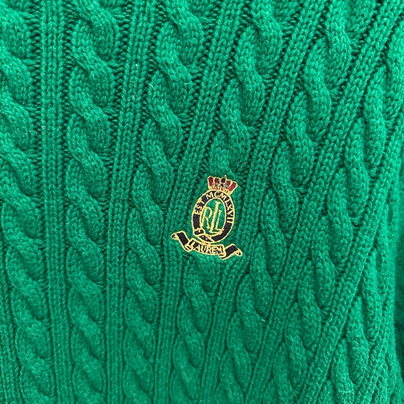 Ralph Lauren Green Cable Knit Sweater - Picture 3 of 6